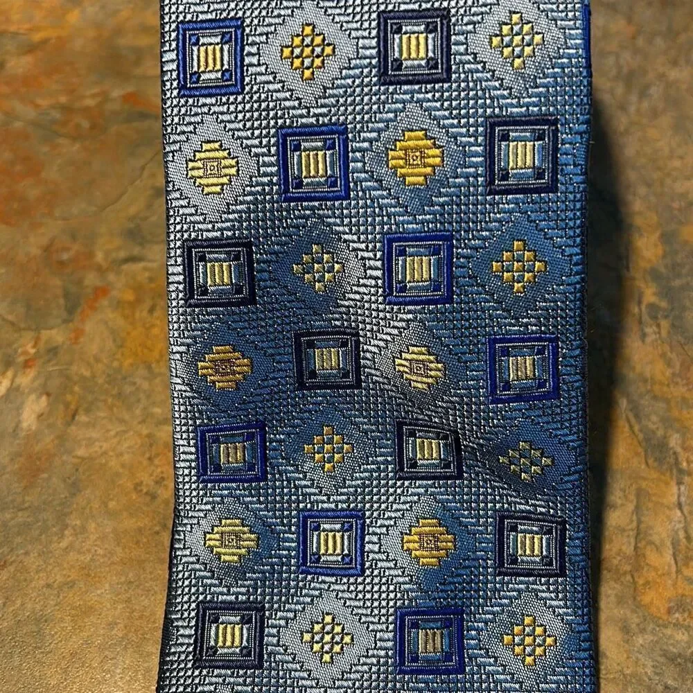 Jos. A. Bank Signature Gold Silk Tie Blue Gold